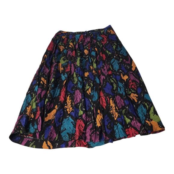 Worthington Dresses & Skirts - Vintage Worthington Rayon Skirt Leaf Print Full Swing Midi Skirt Colorful sz 14